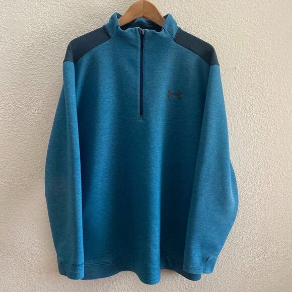 Under Armour Golf UA Storm Cold Gear 1/4 Zip Pullover Sweatshirt Jacket Blue 2XL - Picture 1 of 5